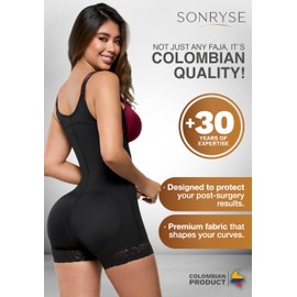 Sonryse Stage 2 faja Tummy Tuck Compression Garment | Faja Body Shaper Shapewear for Women | Fajas Colombianas Moldeadoras Black 2XL