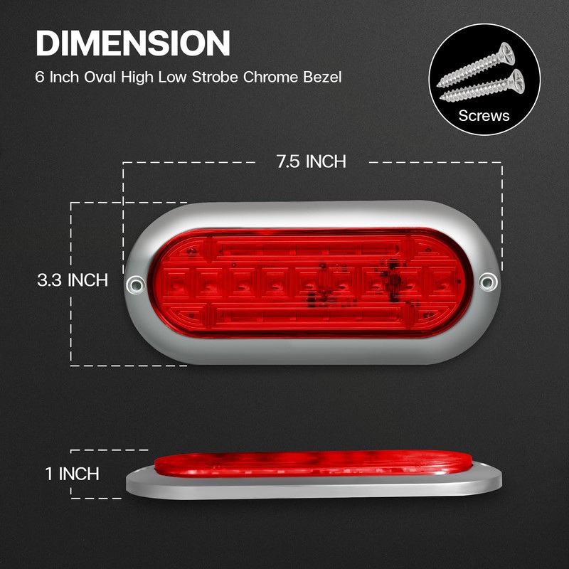 MADCATZ 2 Pcs of 6 Inch Red Oval LED Strobe