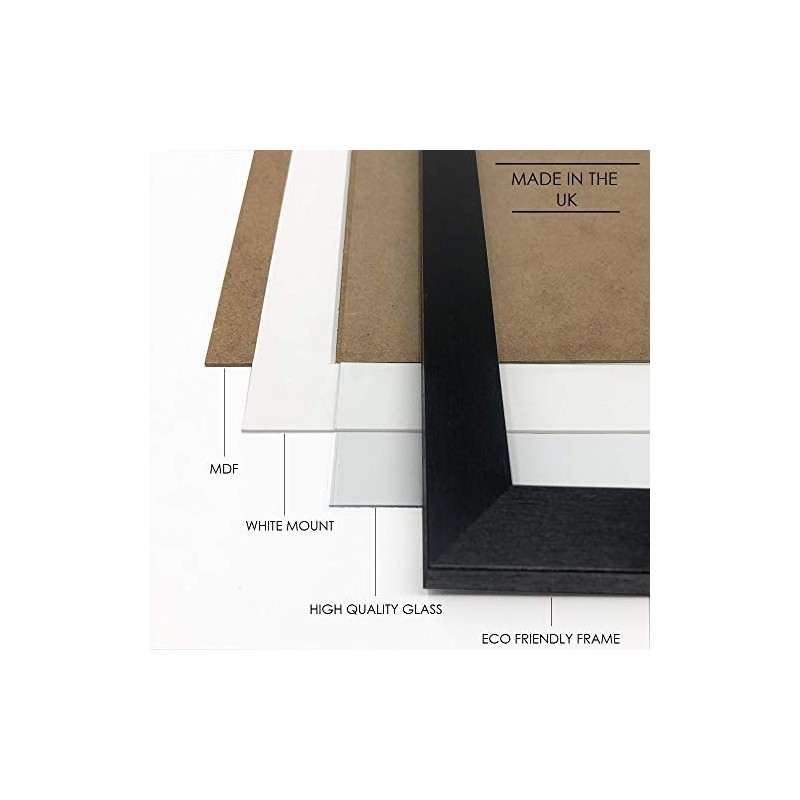 pf+a REAL GLASS Black Frame For 20x20cm Photo - Oxford