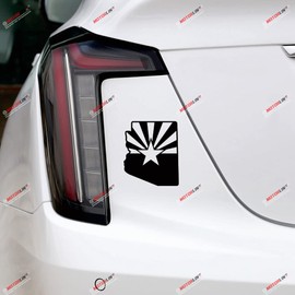 2X Black 4 Inches Arizona Flag Map Outline Decal Vinyl Sticker Car Laptop Window American State Style a