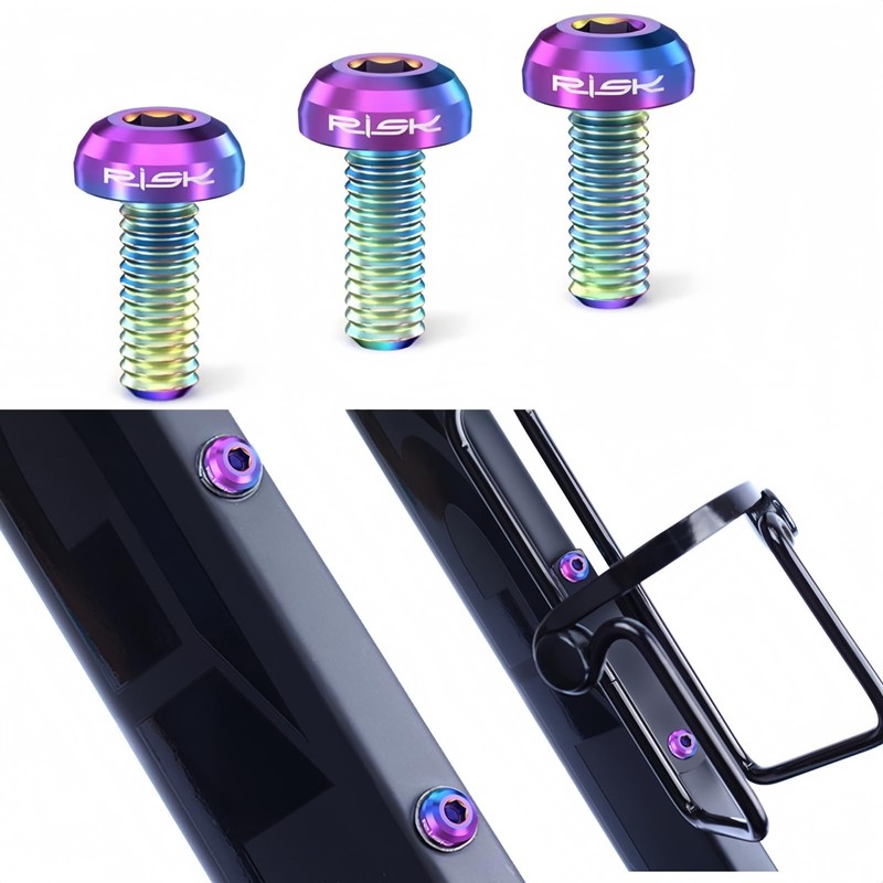 JMFahrrad Titanium Bicycle Water Bottle Cage Screws, Black, 2-Pack