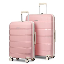 Joyway 24/28" Luggage Lightweight Polypropylene Carrying Case with TSA Lock, Rigid Luggage Sets with Swivel Wheels Pink