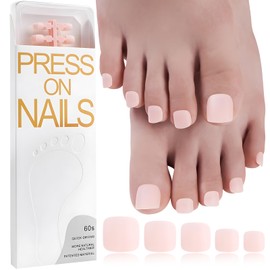 Bellelfin Press on Toenails for Women Matte Pink Toenails Press on Short Square Toe Nail Press ons, 120pcs Press on Toenails Full Cover Toe Press on Nails