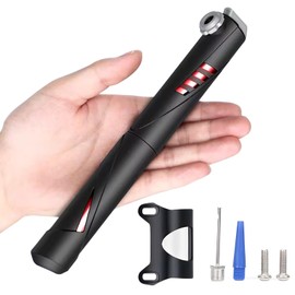 Bike Pump,Compact Lightweight Bicycle Pump Needle Portable Tire Inflation Tool for Universal Presta and Schrader Valve,Essential Cycling Gear and Bike Accessories for Outdoor Sports (Red)