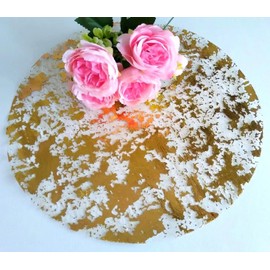 Sunlunckystar Disposable Gold Placemats Set of 12 Metallic Thin Round 13 Inch Gold Foil Mesh Pressed Fall Table Mates 12 Pack Gold Doilies for Wedding Birthday Party