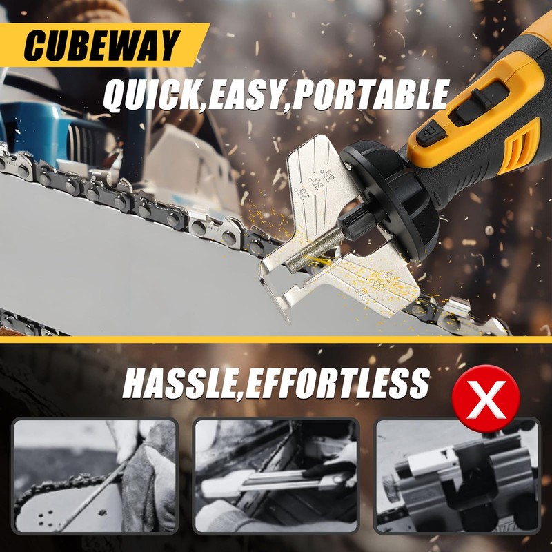 CUBEWAY Cordless Chainsaw Sharpener Kit - Portable 8V Chain Saw