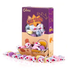 Chiwava Paquete de 36 1,8 Pulgadas Pequeños Juguetes de Ratones Interactivos Sonajero para Gatos y Gatitos