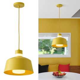 ANYLOVE Macaron Kitchen Island Pendant Light,11 Inch Hanging Light Fixtures Adjustable Height, Modern Pendant Light for Dining Room Bedroom Bar Office (Yellow)