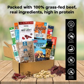Macho Man Snack Pack Jerky Gift Box - High Protein Snacks for Men, Curated Beef Jerky Assortment Gift Box for Men, Husband, Dad, Boyfriend, Low Carb Keto