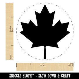 Canada Maple Leaf Self-Inking Rubber Stamp for Stamping Ink Stamper Crafting Planners - 1/2 Inch Mini - Yellow Ink