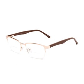 The Astute Metal Unisex Readers Rectangle Bifocal Reading Glasses Men Women (Gold, 1.25, x)
