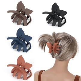 Butterfly Hair clips Hair Accessories for girl women Large claw clips for Thick or Thin Hair.(4pcs Matte Large)