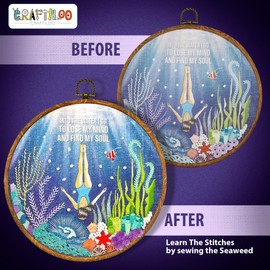 CRAFTILOO Into The Water Embroidery kit for Beginners .Beginner Embroidery kit for Adults with Stamped Embroidery Patterns. Embroidery Kits for Adults.Embroidery Starter Kit. Cross Stitch Kit