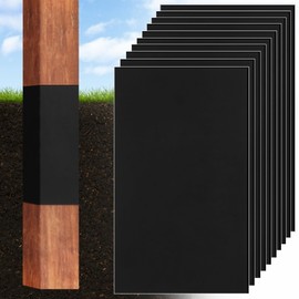 Bylion 10 Pcs Fence Post Protection, Fence Protector 15.4 x 9.8 Inch Wood Fence Rot Protection Weatherproof Wood Post Sleeve Fits 3" x 3" to 4" x 4" Square and 3" to 5" Round Posts (Black)