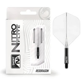 RED DRAGON Darts - Nitro Flite Integrated Flights & Shafts System - No.2 Shape and Design - Black & Transparent Colour, Short Length