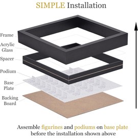 Tapeera Black Wooden Minifigure Display Case - Memorabilia Display Case for Figures - 11 x 11 Inch Shadow Box Frame - for Wall and Table Top with Dust Protection - Holds Up to 28 Figures (Black Base)