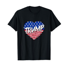 American Flag Heart Love Trump T-Shirt