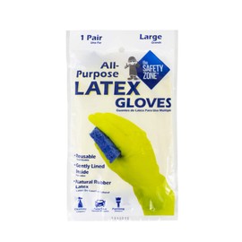 The Safety Zone R-GRFY-MD-PR Reusable Latex Gloves (12 bagged pairs of gloves), Yellow, Medium
