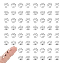 UNICRAFTALE 100 x 4 mm Flat Round Spacer Beads Stainless Steel Beads 1.8 mm Hole Beads Metal Beads for Bracelets DIY Beads for Adults Bracelets Necklaces Jewellery Making Stainless Steel Colour