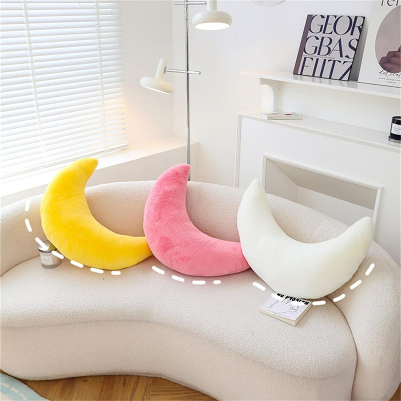 Herfair Cuddly Cushion Children's Moon Cushion Soft Fluffy Moon Shape