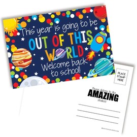 Out Of This World Outer Space Themed Welcome Back To School Blank Postcards For Teachers To Send To Students, 4"x6" Fill In Notecards by AmandaCreation (30)