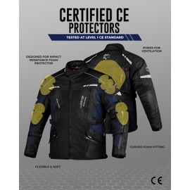 JAG Touring Motorcycle Armor Jacket for Men, Dual Sports Water Resistant Adventure Riding Jacket with Cordura Fabric & CE Armor Impact Protection