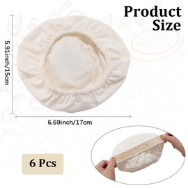 CREATCABIN 6Pcs Bread Proofing Basket Liner Cloth 6.69Inch Round Rattan Baking Dough Basket Cover Natural Rattan Bowl Covers Reusable Bread Fermentation Cover for Sourdough Bakery Baking Supplies