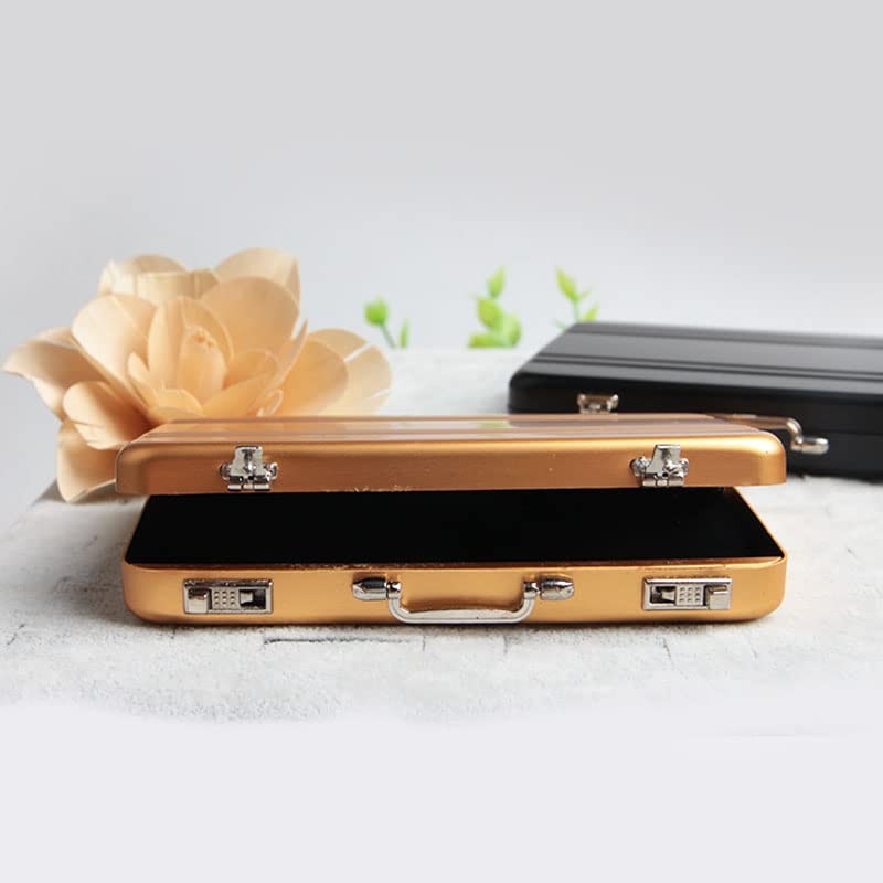 Opexicos 2Pcs Lock Box Modeling Suitcase Aluminum Metal Business Card