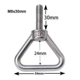 M8x30mm Triangle Lifting Eye Bolts 304 Stainless Steel Heavy Duty Long Shank Lifting Ring Bolts Eyebolts for Machine Marine (4 Pack)
