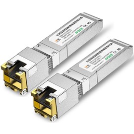 1.25/2.5/5/10G-T SFP+ to RJ-45 Transceiver (2 Pack), 10G Copper SFP+ CAT6a Module, Auto-Negotiation, Up to 30m, for Cisco SFP-10G-T-S, Ubiquiti UniFi UF-RJ45-10G, Meraki, TP-Link, Mikrotik, Netgear