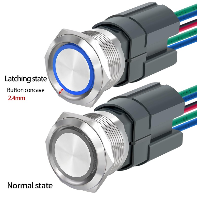 UL Listed 22mm Push Button Switch 15A 110V-120v Latching 2NO