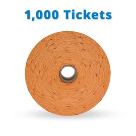 INDIANA TICKET CO. Orange, Marquee 50/50 Raffle Roll Tickets, Large 4"x2" Double Roll (1,000) Fundraisers, Events, Cash Drawings, Door Entry, Drink & Food, Classroom Rewards. (8 Color Selection)
