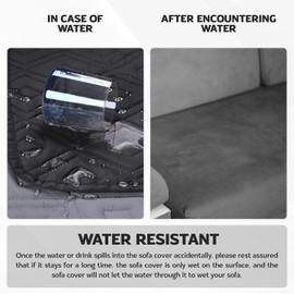 Hafaa Sofa Cover 1 Seater Water Resistant Sofa Slipcovers, Black/Dark Grey Non Slip Reversible Sofa Covers with Elastic Strap - Washable Sofa Protectors from Pets/Kids/Dogs