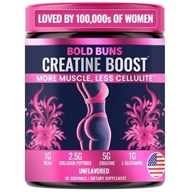 Bold Buns Creatine for Women – Supplement with Collagen & BCAA – Supports Muscle Development, Post-Workout Recovery, Skin Elasticity, Healthy Hair & N