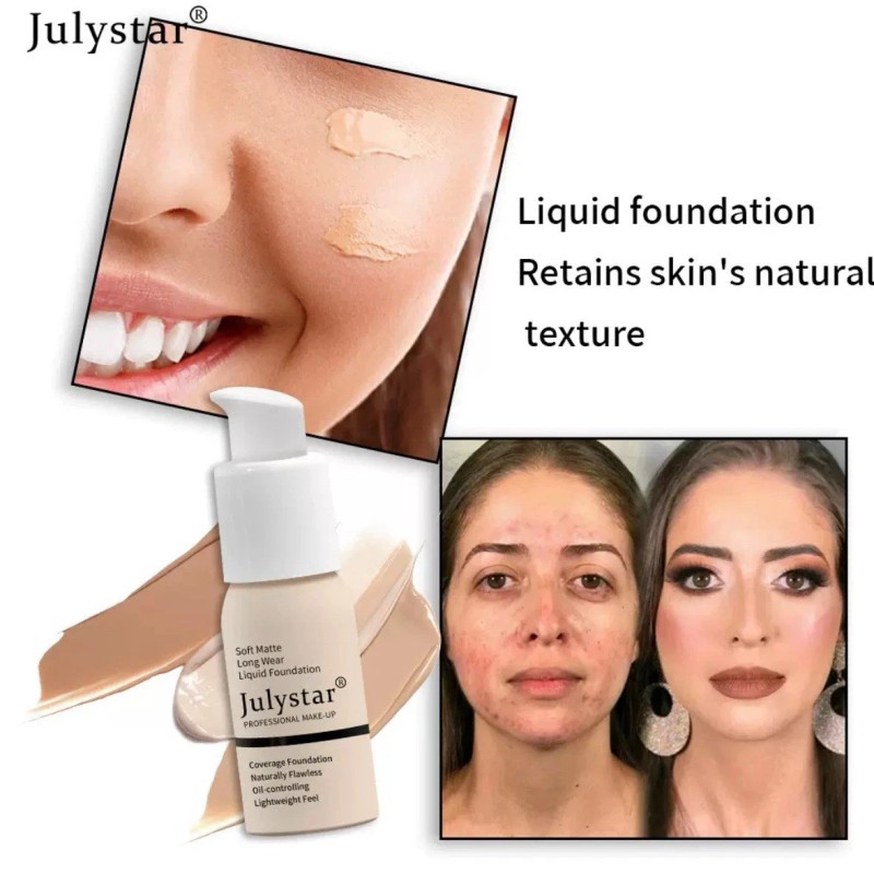 Julystar Soft Matte Liquid foundation make up waterproof Long Wear