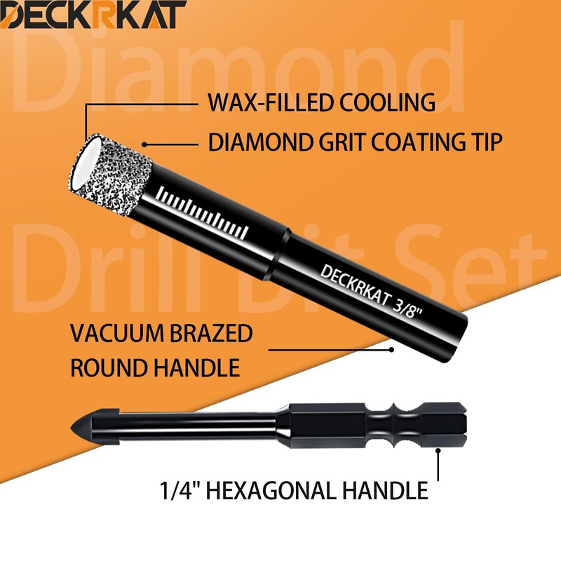 DECKRKAT 10-Piece Dry Diamond Drill Bits & TileDrill Bits -