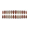 Baseball Press on Nails Medium Almond Fake Nails Brown False