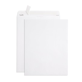 Blue Summit 50 White Catalog Envelopes - 28lb - 12 x 15.5 inch - Security Tinted, Strong Self Seal