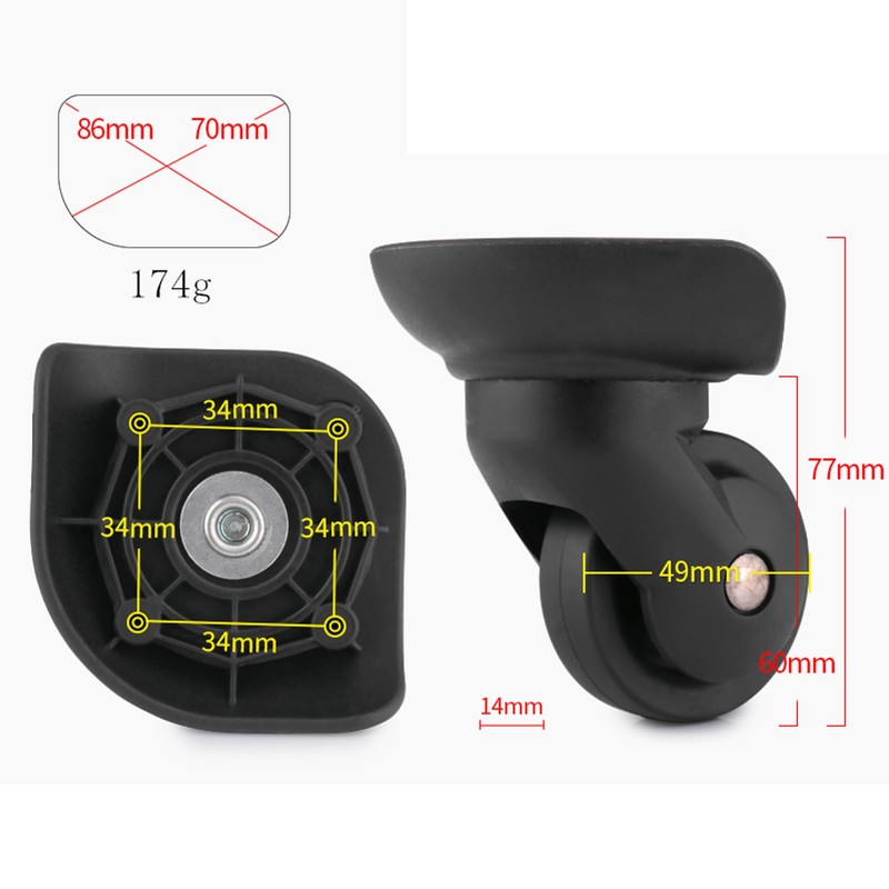 Zoofen Luggage Wheels Replacement Black Suitcase Wheels Replacement Suitcase Caster