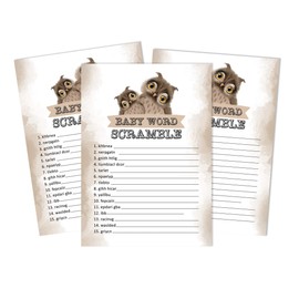 Inkdotpot 50 Pack Baby Word Scramble Baby Shower Game Cards Owl Bird Party Supplies Fun Baby Shower Game Favors