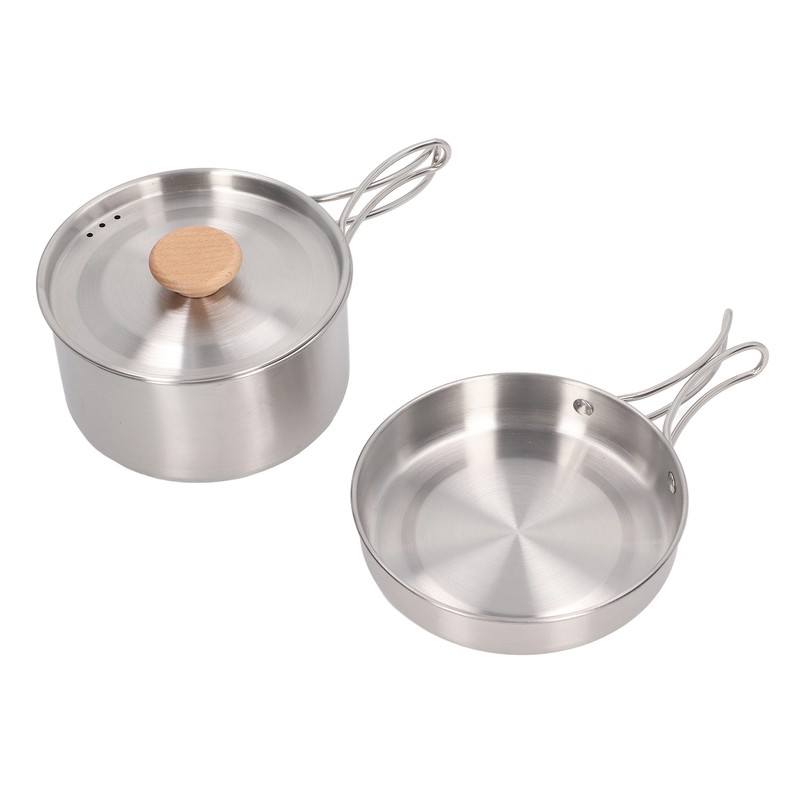 Cooking Pot and Pan Set 304 Stainless Steel Portable Camping