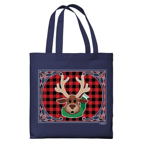 Reindeer Christmas Decoration Red and Black Plaid Background with Reindeer