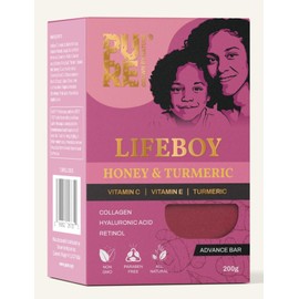 PURE GROWN BY NATURE Lifeboy Honey & Turmeric Advance Bar Soap for Body & Face, Vitamin C, Vitamin E, Turmeric, Honey,Paraben Free, Natural,Gentle For All Skin Types -200g