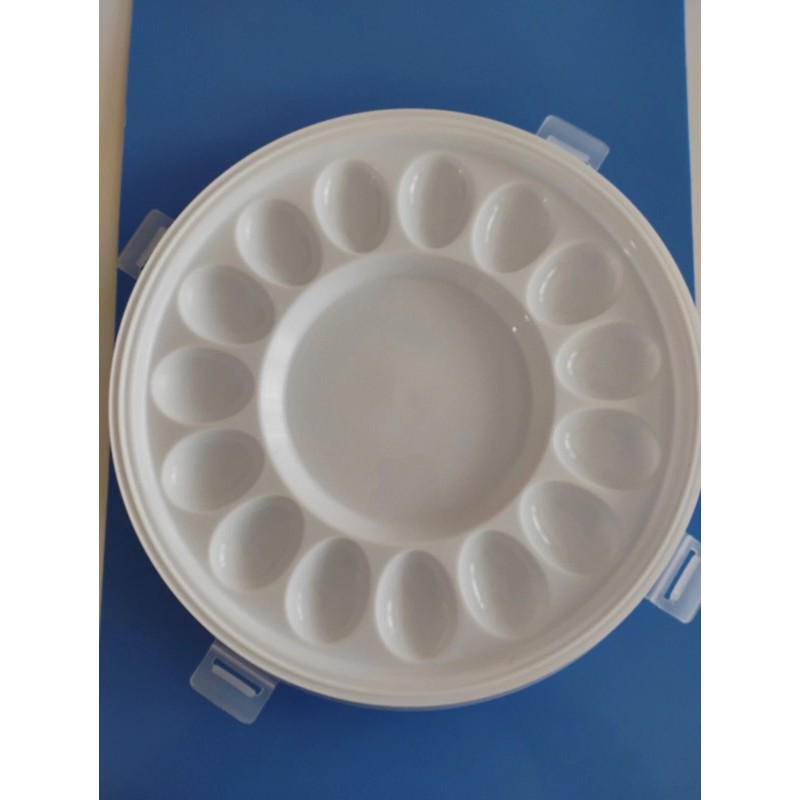 Hansgo Round Deviled Egg Platter and Carrier With Lid -