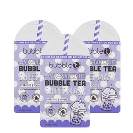 Bubble T Cosmetics Jasmine Sheet Face Mask with Aloe Vera, Hydrating and Soothing, Spa-Like Experience 3-Pack