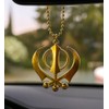 Steel Finish Golden and Silver Khanda Car Hanging Accessory with