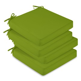downluxe Waterproof Outdoor Chair Cushions Set of 4, 19" x 19" x 3" Patio Chair Cushion with Non-Slip Ties & Handle, Square Outdoor Cushion for Patio Furniture with Removable Cover, Grass Green