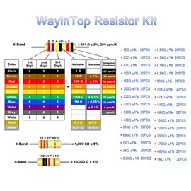WayinTop 5 mm LED Diode & Resistors Assortment Kit for Arduino, 600 Pieces Resistors from 10 Ohm to 1 MOhm with 30 Values + 200 Pieces 5 mm LED Light Emitting Diode with 5 Colours White Red Blue Green