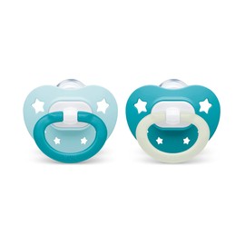 NUK Chupetes de ortodoncia | 0-6 meses | El mejor chupete para bebés amamantados | Sin BPA | Brilla en la oscuridad | Paquete de 2 (Signature Neutral)