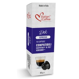 Italian Coffee Decaffeinated Espresso capsules compatible with Starbucks Verismo, CBTL, Caffitaly, K-fee systems "DEK" (80 pods "DEK" DECAF blend)